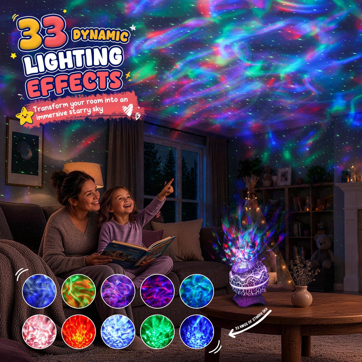Rossetta Galaxy Projector Karaoke Machine for Kids, Rechargeable Star Projector with Wireless Microphone, Bluetooth Speaker, Night Light Projector for Bedroom, Christmas Birthday Gifts for Kids Teens
