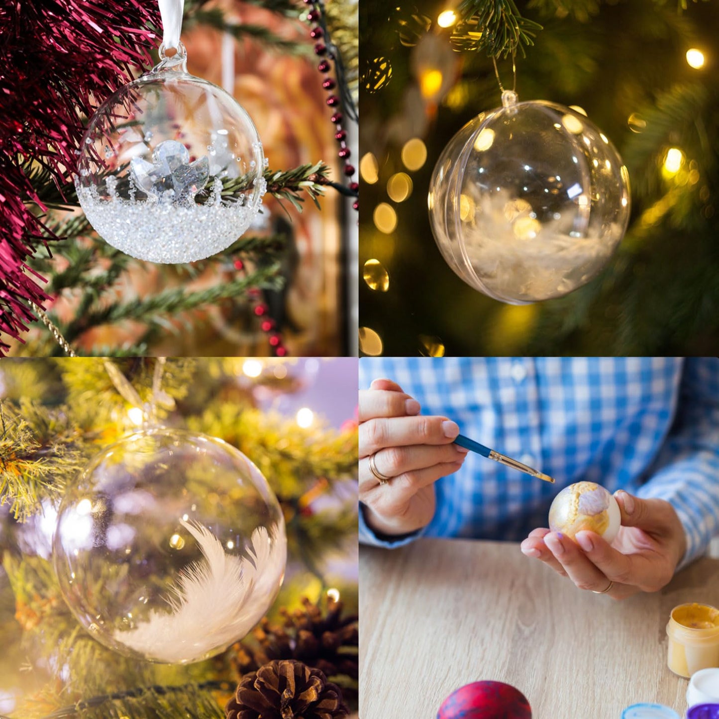 uxcell 10 Pcs Clear Fillable Star Ornament, 4.7 Inch Hanging Plastic Balls Transparent Star Shaped Decor Christmas Sphere for DIY Craft, Party, Wedding