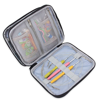 Teamoy Organiser Case for Interchangeable Circular Needles, Ergonomic Crochet hooks, Aluminum Crochet Hooks, Crochet Accessories and More - NO Accessories Included, Blue