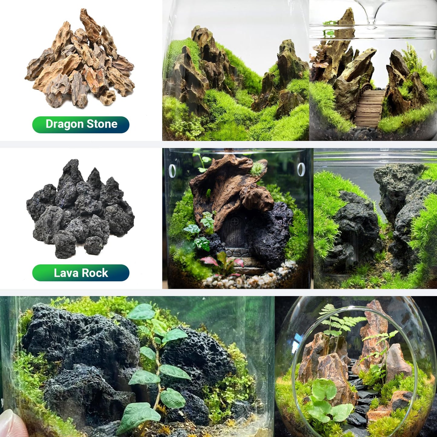 KINGRUI Natural Rocks Dragon Stone 1-2.5 Inches Decorative Rocks for Miniature Terrariums,Fairy Gardens,Bonsai,DIY Crafts, Aquariums Dioramas & Wargaming-1lb