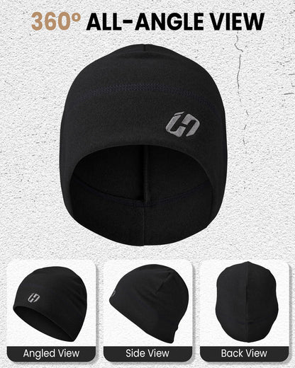 HASAGEI Thermal Running Hat - Men's Skull Cap Cycling Cap Under Helmet Black