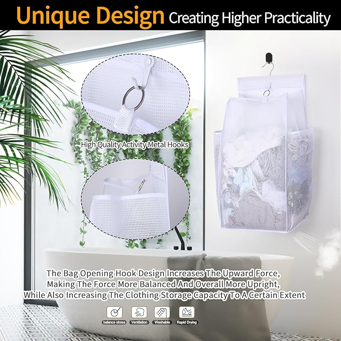 Hanging Collapsible Breathable Mesh Laundry Hamper, 24 x 14.2 x 7.5 in