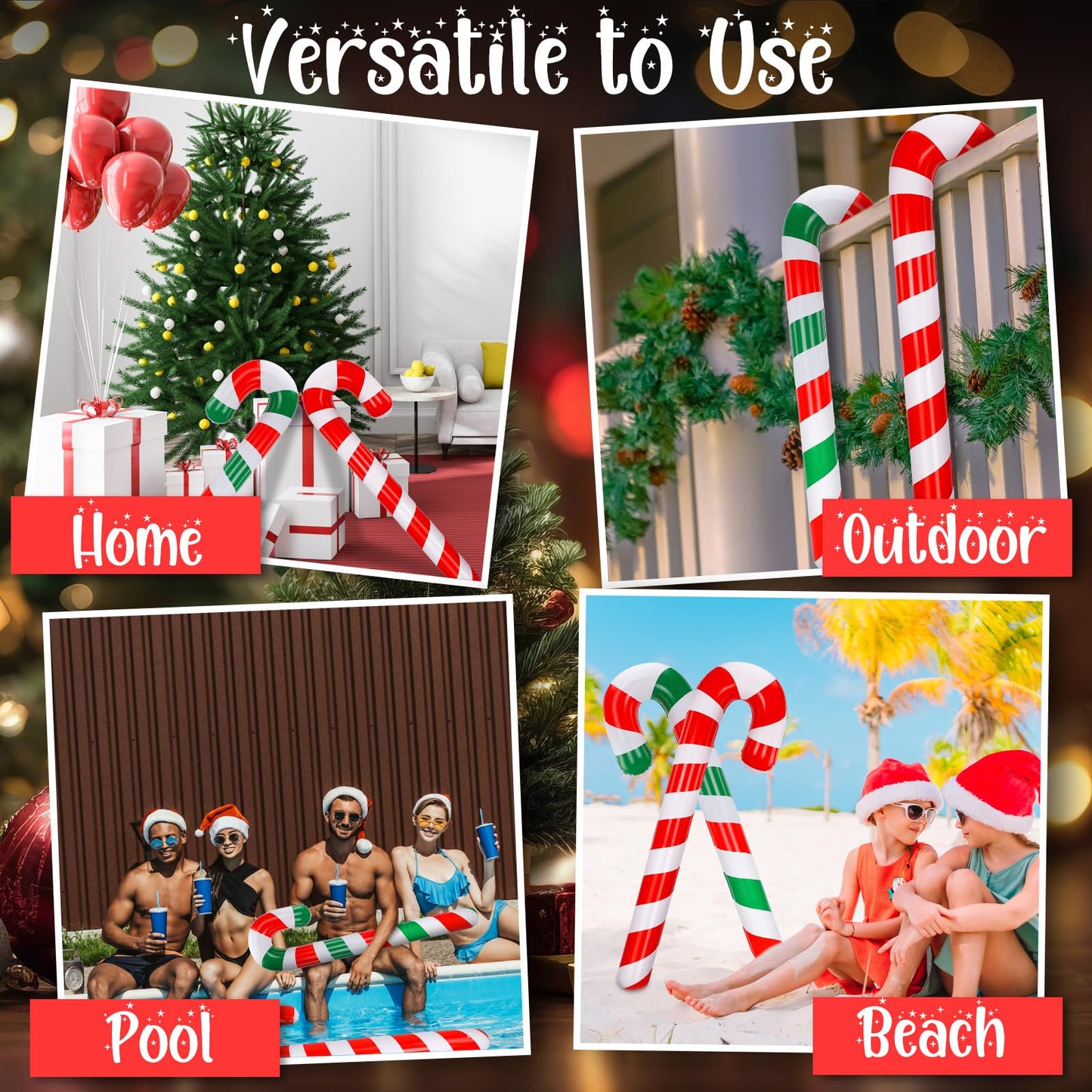 Rotatingpals 2 Pcs 74 Inch Inflatable Christmas Decorations Blow up Candy Cane Ornaments Jumbo Candy Cane Christmas Inflatables for Xmas Holiday Yard Lawn Patio Garden Indoor Outdoor Decor Gifts