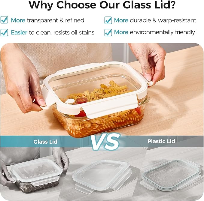 Vtopmart 5 Pack 35oz Glass Food Containers