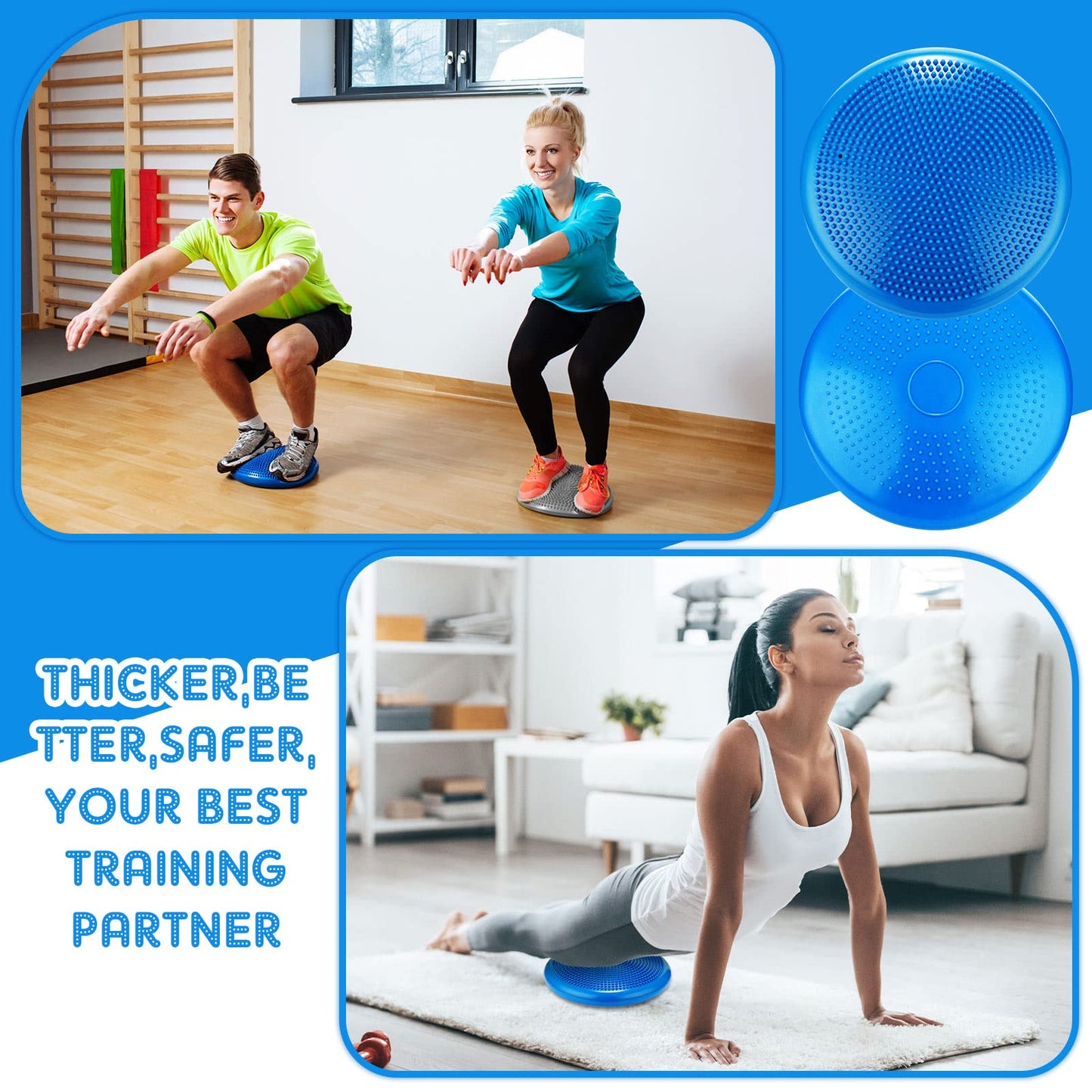Jerify 4 Pcs Wiggle Seat Flexible Inflated Wobble Cushion Stability Balance Pad Balance Disc Sensory Seat for Men Women Fitness Physical Exercise Improving Posture Home Office(Multi Color)