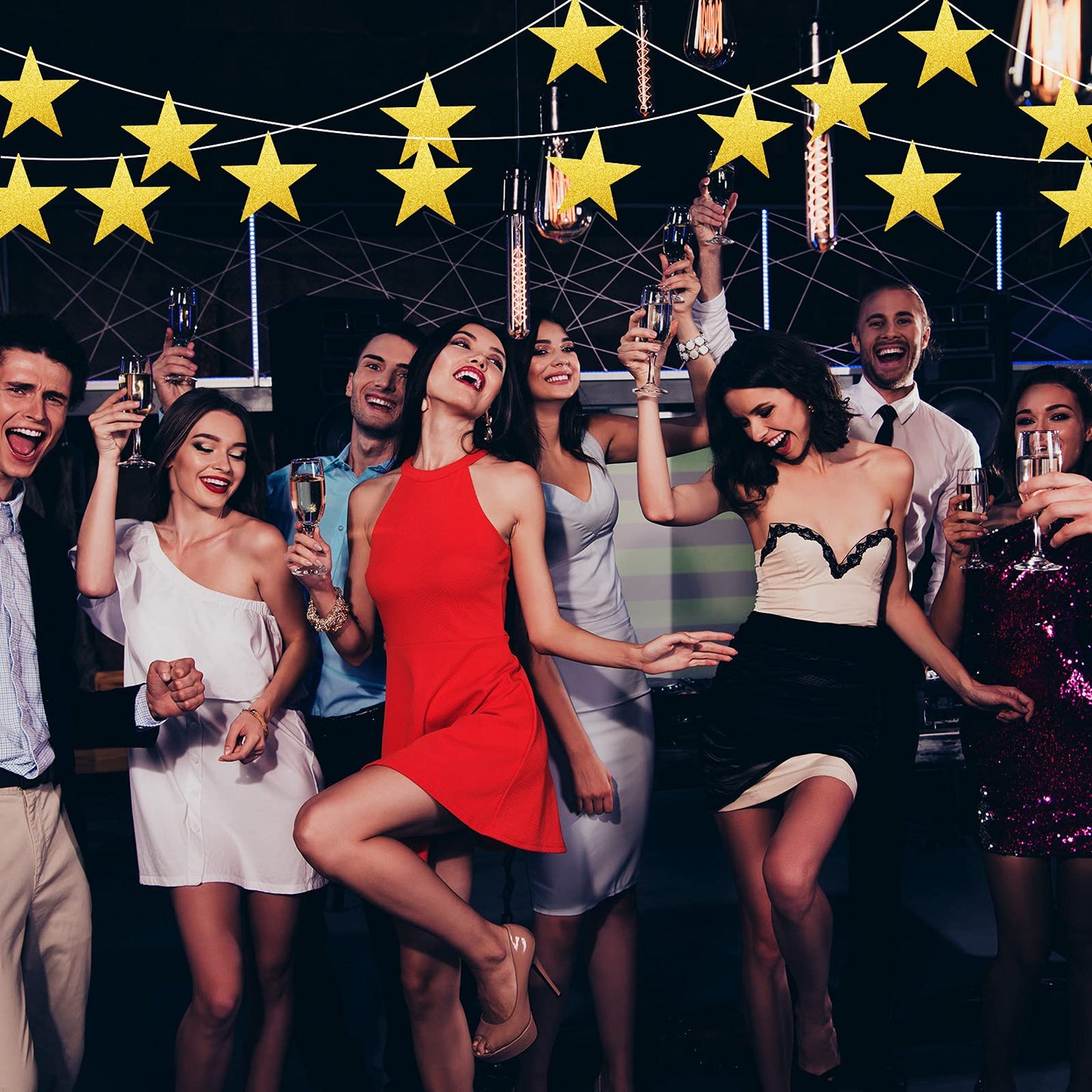 Gejoy 80 Pieces Gold Glitter Stars Cutouts Gold Stars Decoration Double Printed Paper Star for Movie Night Bulletin Board Decoration Classroom Wall Graduation Party Decorations 6 Inches