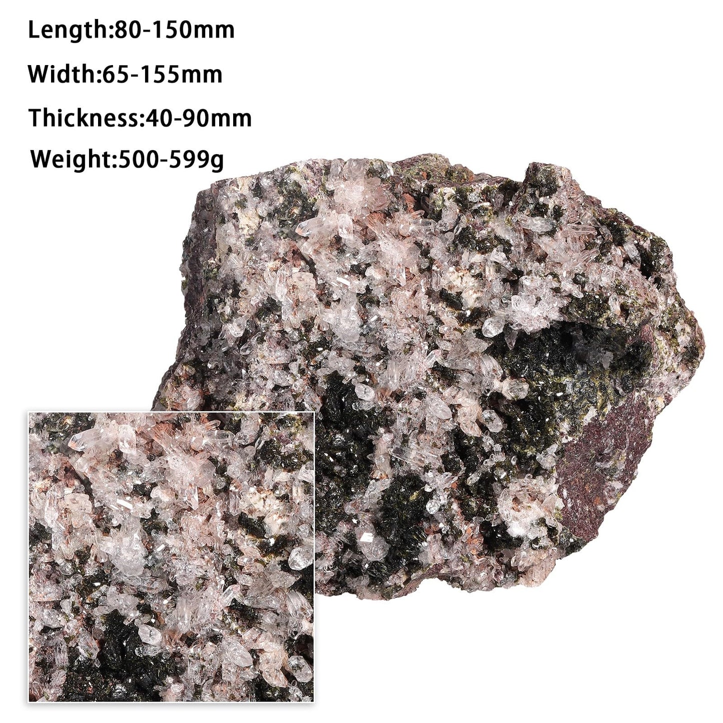 SUNYIK Natural Epidote Stone Geode Cluster, Rough Raw Crystal Rocks Mineral Specimen for Reiki Healing Home Decoration, 500-599g