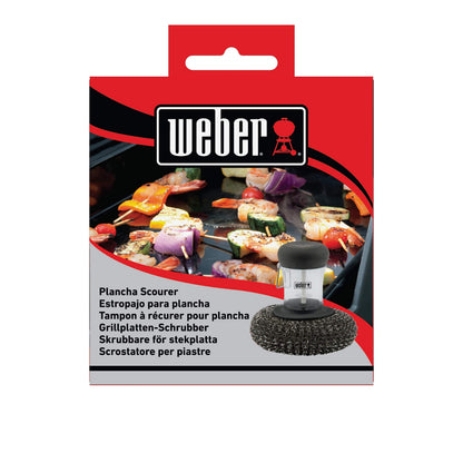 Weber Plancha/Grill Plate Brush, with metal sponge & detergent container, for optimal cleaning of grill plates, easy cleaning - Black (6209)