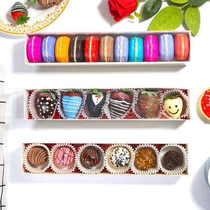 24pcs 12x2.2x2 Inch Minimalist Rectangular Bakery Boxes for Chocolate Covered Strawberries ,Macaron, Truffle,Cocoa Bombs ,Cookies,Chocolate Covered Oreos,Mini Cupcakes,Cake Balls &Party Favorite Boxes