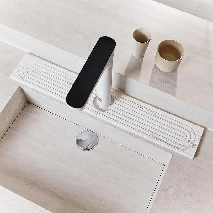 Stone Faucet Mat for Kitchen Sink, Quick Drying Mats, Water Absorbing Guard &