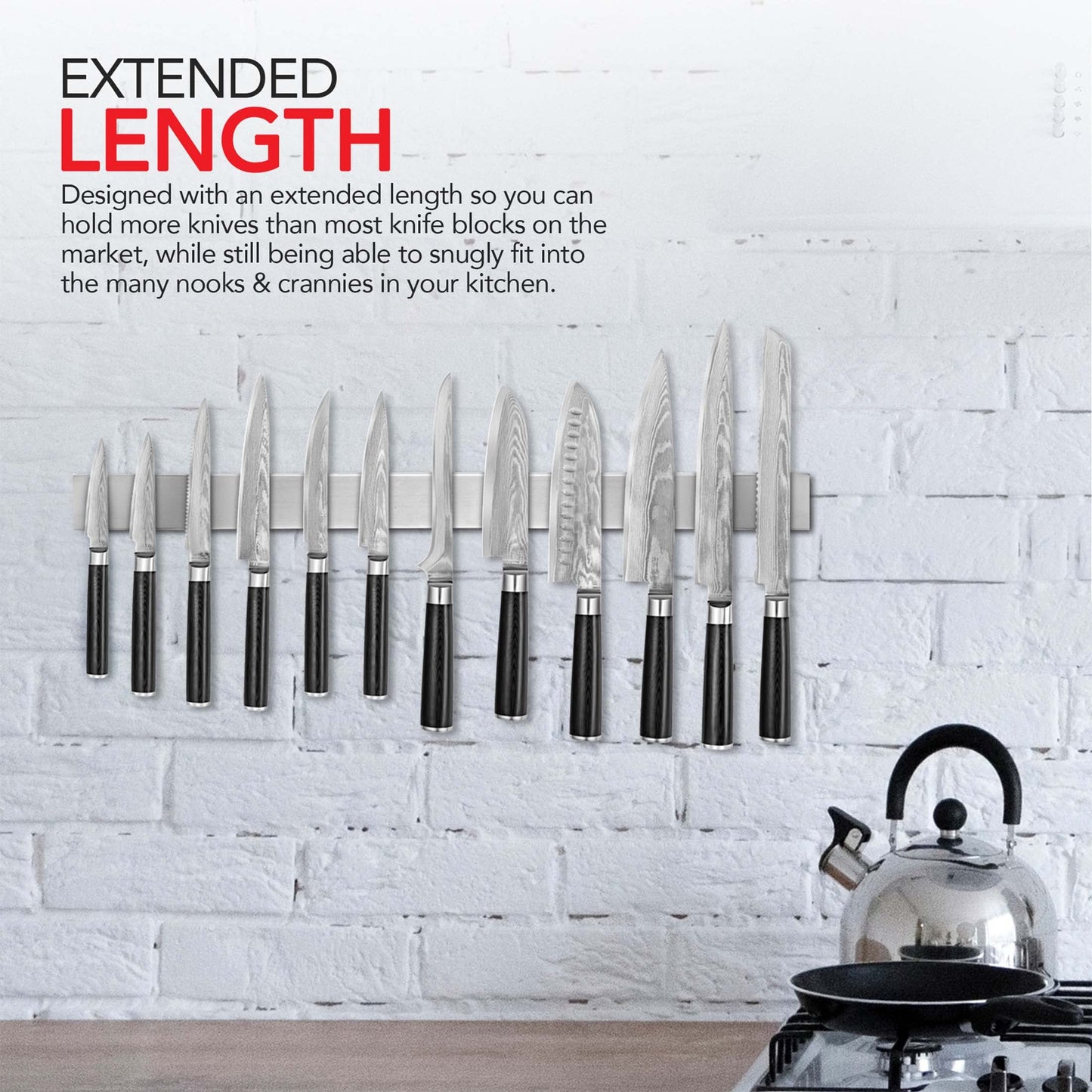 Modern Innovations 12 Inch Stainless Steel Magnetic Knife Bar with Multipurpose Use as Knife Holder, Knife Rack, Knife Strip, Kitchen Utensil Holder, Tool Holder, Art Supply Organizer, Home Organizer