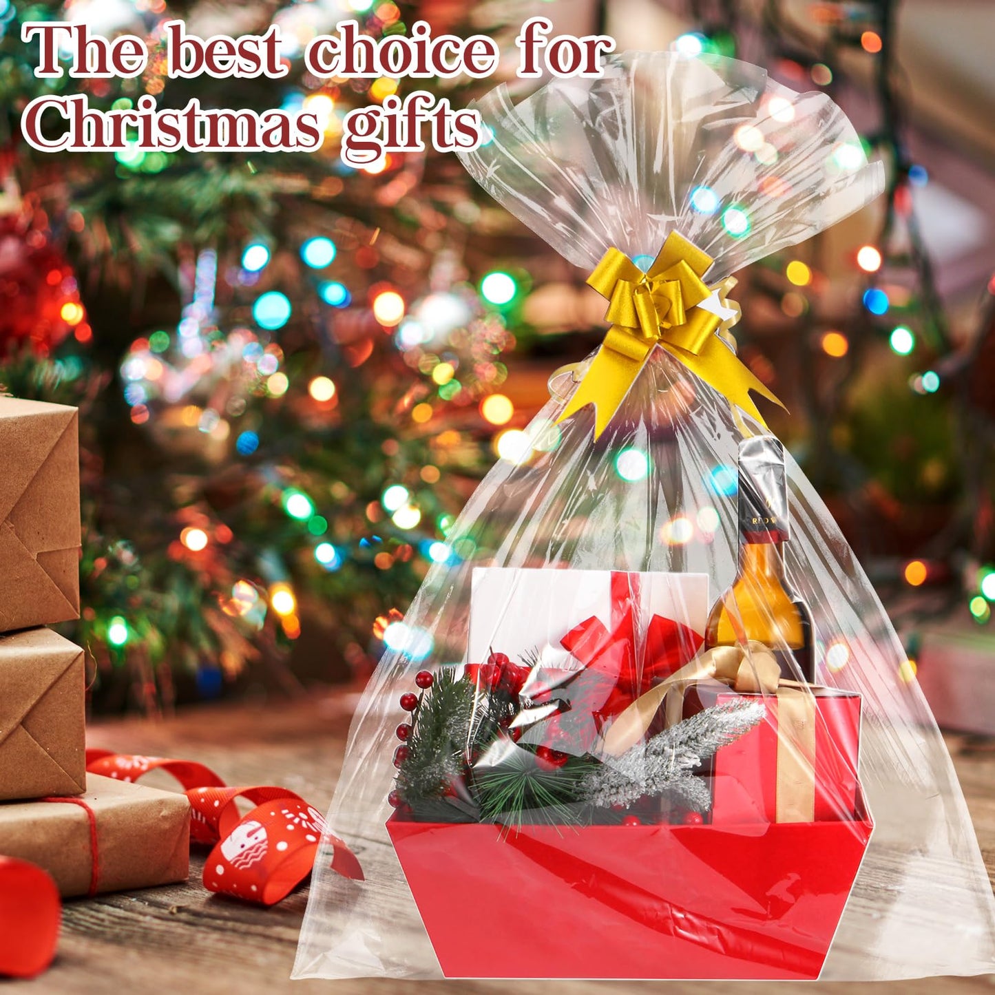 AFOROEOA 6PACK Red Baskets For Gifts Empty, 10x12”Thick Gift Basket with 6Bows 6Bags Empty Gift Baskets for Christmas, Easter, Birthdays, Valentine’s Day Wrapping Gift
