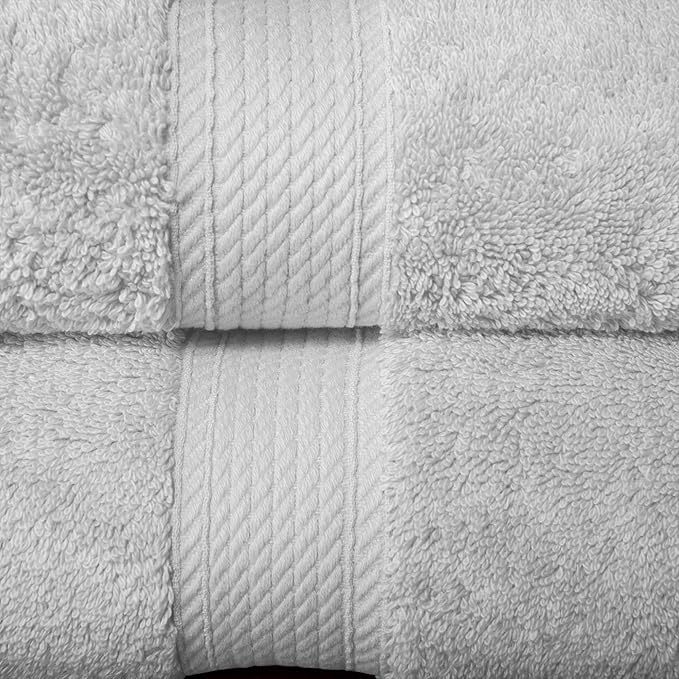 Superior Egyptian Cotton Solid Towel Set, Washcloths 13” x 13”, Hand Towels 20”