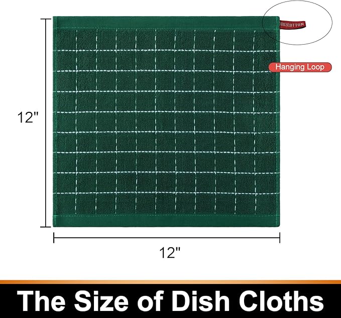 Mordimy 100% Cotton Terry Cloth Dish Cloths, Soft and Absorbent Checkered Dish