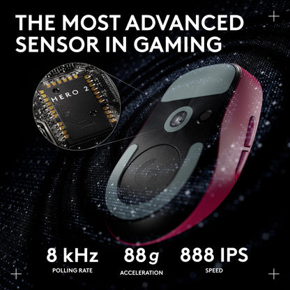 Logitech G PRO X SUPERLIGHT 2 Wireless Gaming Mouse, 60g Pro-Grade with 5 Programmable Buttons, 44k DPI Sensor, 8kHz Report Rate, USB-C Charging for PC/Mac - Black