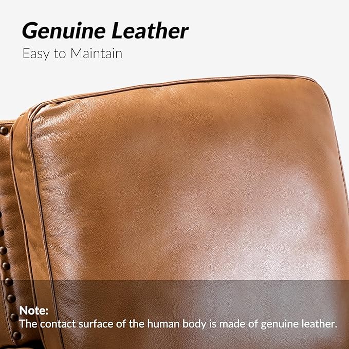 HULALA HOME Genuine Leather Manual Recliner Chair