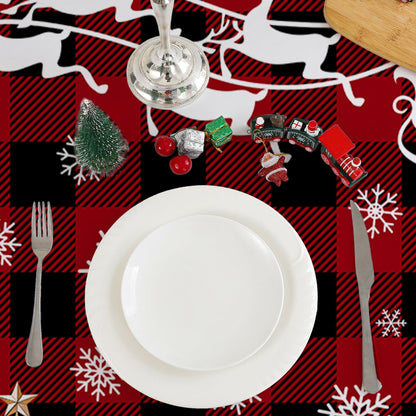 cusugbaso Christmas Tablecloth 60x84 Inches for Rectangle Tables - Christmas Tree Decor for Table - Water Resistant Plaid Xmas Table Cloth, Red Party Decorations for Kitchen, Home