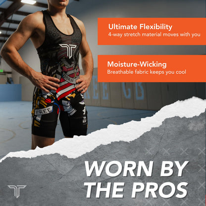 Takedown Wrestling Singlet for Men – Lightweight Compression Fit Wrestling Gear for Powerlifting & Workouts (Warrior Chief, X-Small)