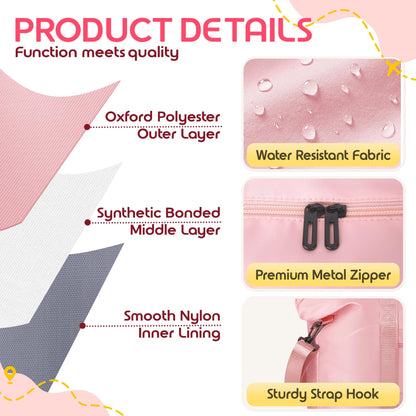 Magimack Duffle Bag for Travel, Carry-on Travel Bag with Trolley Sleeve, Sport Gym Bag for Women, Overnight Bag for Men, Hospital Bag for Labor and Delivery (Pink)