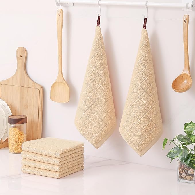 Homaxy 100% Cotton Terry Kitchen Dish Cloths, Ultra Soft and Absorbent Dish