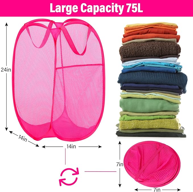 BATTOO Deluxe Strong Mesh Pop up Laundry Hamper Basket