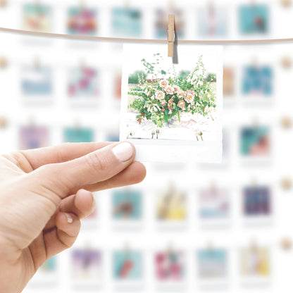 BIZYAC Hanging Photo Display Room Wall Decor - Sculptural Picture Frames Collage - 5 Strings with 30 Clips - 3M Self Adhesive Hooks - No Holes Drilling - 30 x 30 inch