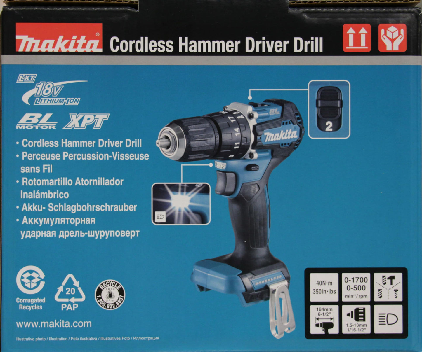 Makita DHP487Z 18V Li-ion LXT Brushless Combi Drill – Batteries and Charger Not Included
