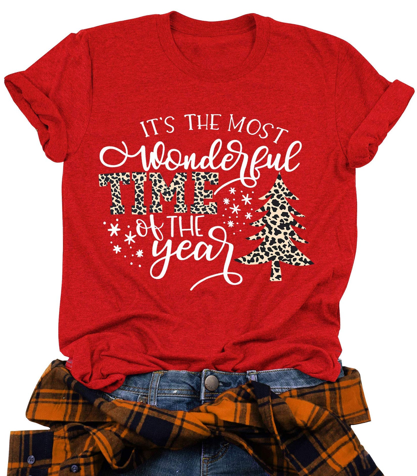 Merry Christmas Shirts for Women Xmas Buffalo Plaid Tree Shirt Top Short Sleeve Casual Graphic Print T Shirt
