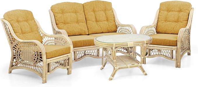 Malibu Lounge Loveseat Natural Color, Sofa Natural Rattan Wicker Handmade Design