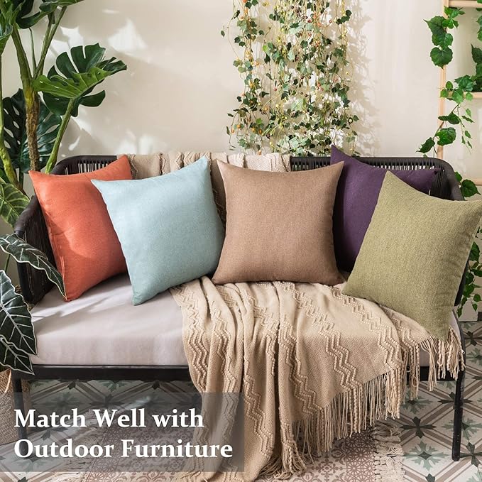 MIULEE Pack of 2 Decorative Outdoor Solid Waterproof Throw Pillow Covers Faux
