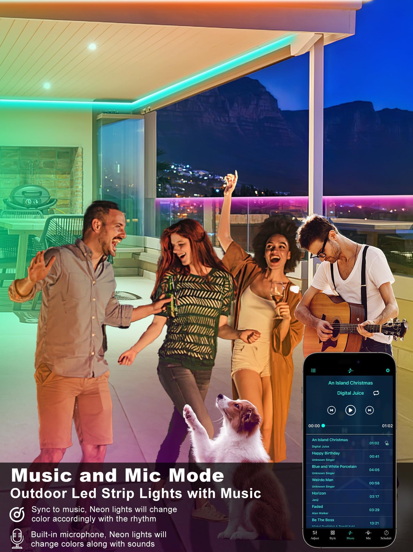 Ledagic Outdoor Led Strip Lights Waterproof 400ft, Ip68 Outside Led Light Strip Waterproof with Remote and App Control, Exterior Music Syne RGB Led Rope Lights for Bathroom, Party Home Decor (2*200ft)