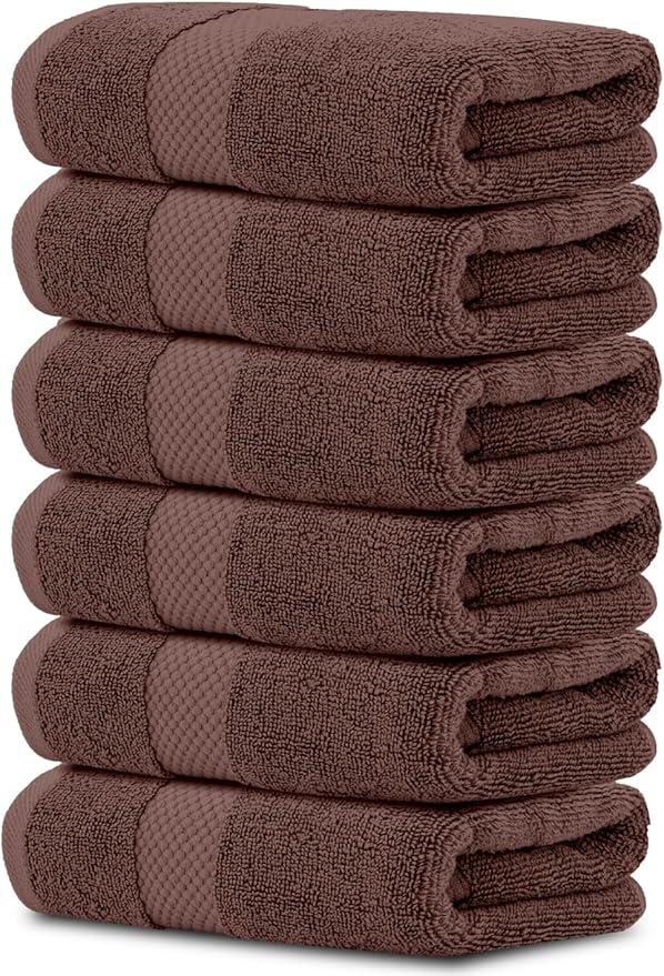White Classic Luxury Brown Hand Towels