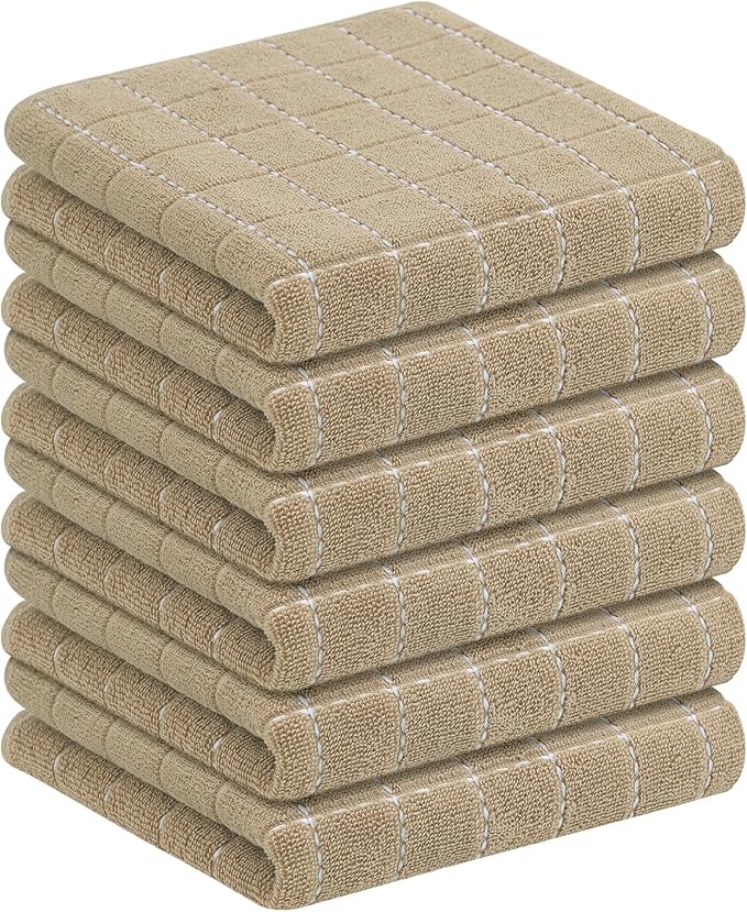 Homaxy 100% Cotton Terry Kitchen Towels, Checkered Designed, Soft and Super