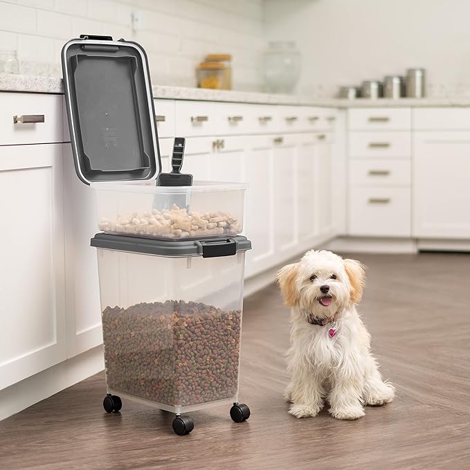 IRIS USA 30 lbs & 11 lbs Combo Airtight Dog Food Storage Container, Stackable