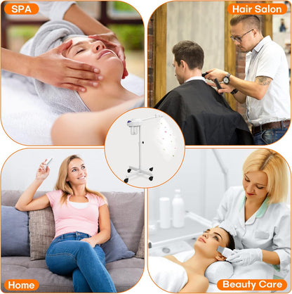 Professional Spa Ozone - Kingsteam- Stand - Facial Steamer On Wheels, for Home and Salon Use (White)
