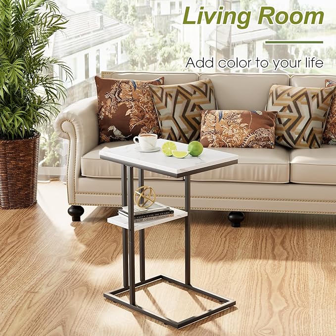 C Shaped End Side Table, Couch Sofa Table