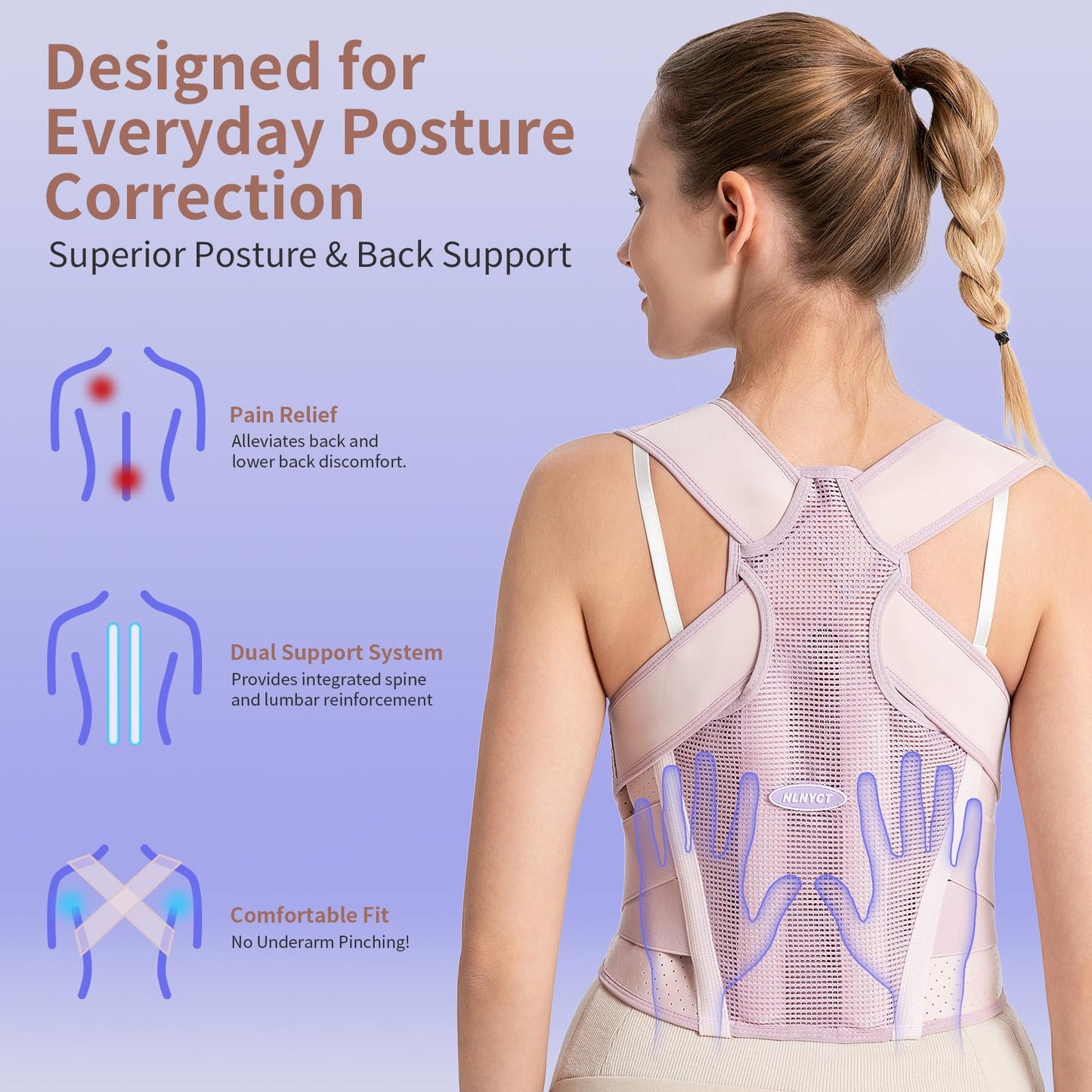 Posture Corrector for Women – 2-in-1 Back Brace with Shoulder Support, Adjustable Full Back Straightener for Upper & Lower Back Pain Relief, Hunchback, Scoliosis & Spine Alignment (S)