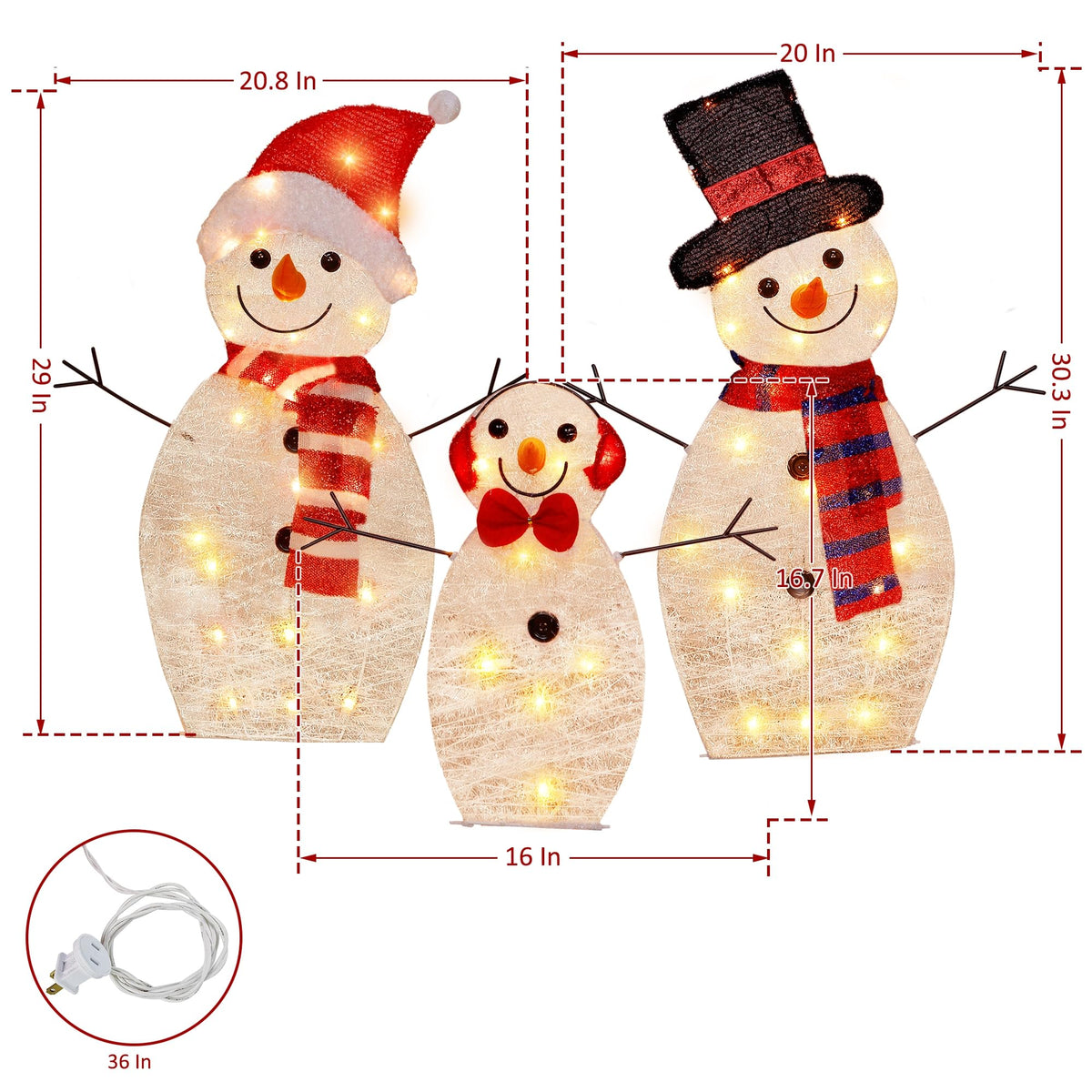 ATDAWN Light Up Snowman, hristmas Yard Decoration, 60 LEDs Lighted Snowman Christmas Decoration, Indoor Outdoor Lighted Snowman for Christmas Holiday Lighted Yard Display