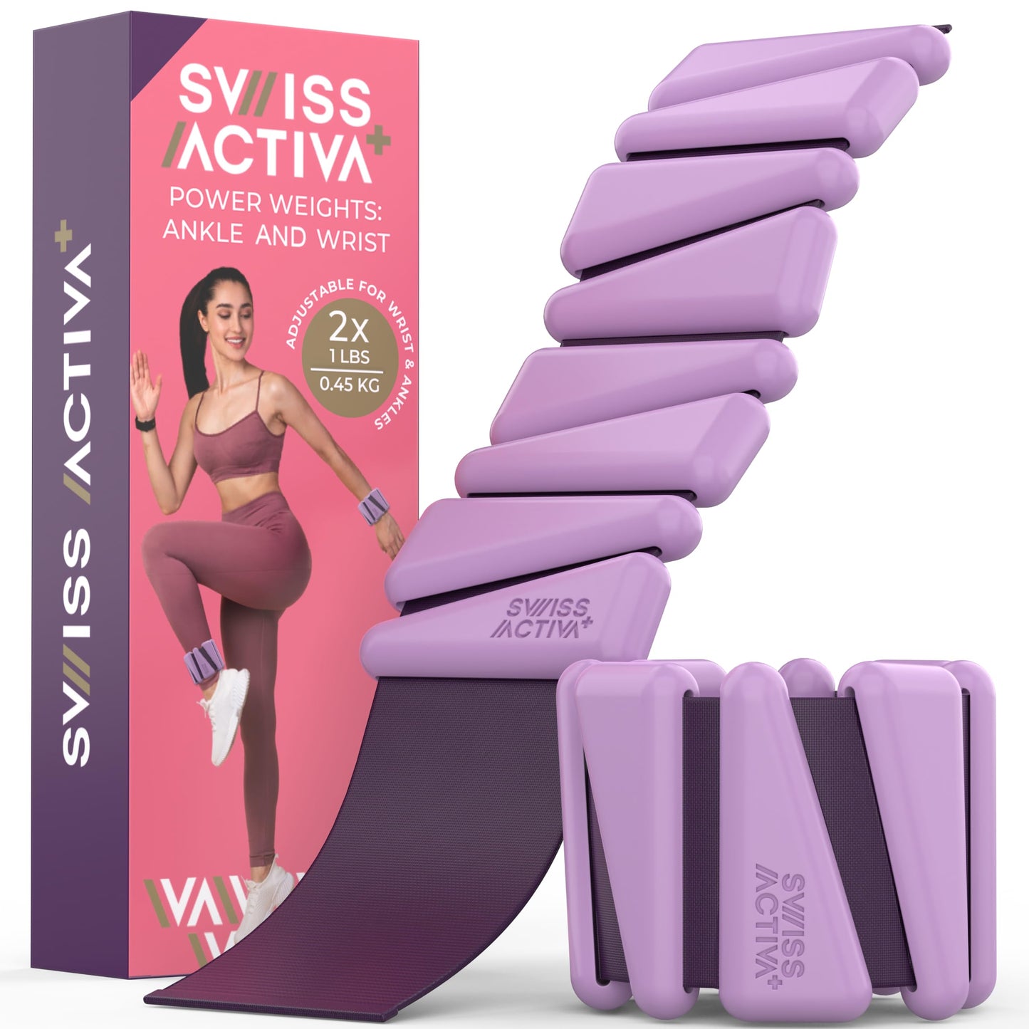 Swiss Activa+ 1lb wrist and ankle weights set of 2, leg weights for women, adjustable ankle weights, weighted wristbands, ankle weight, arm weights for women