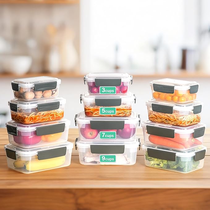 YORY 7 cup Plastic Food Storage Containers