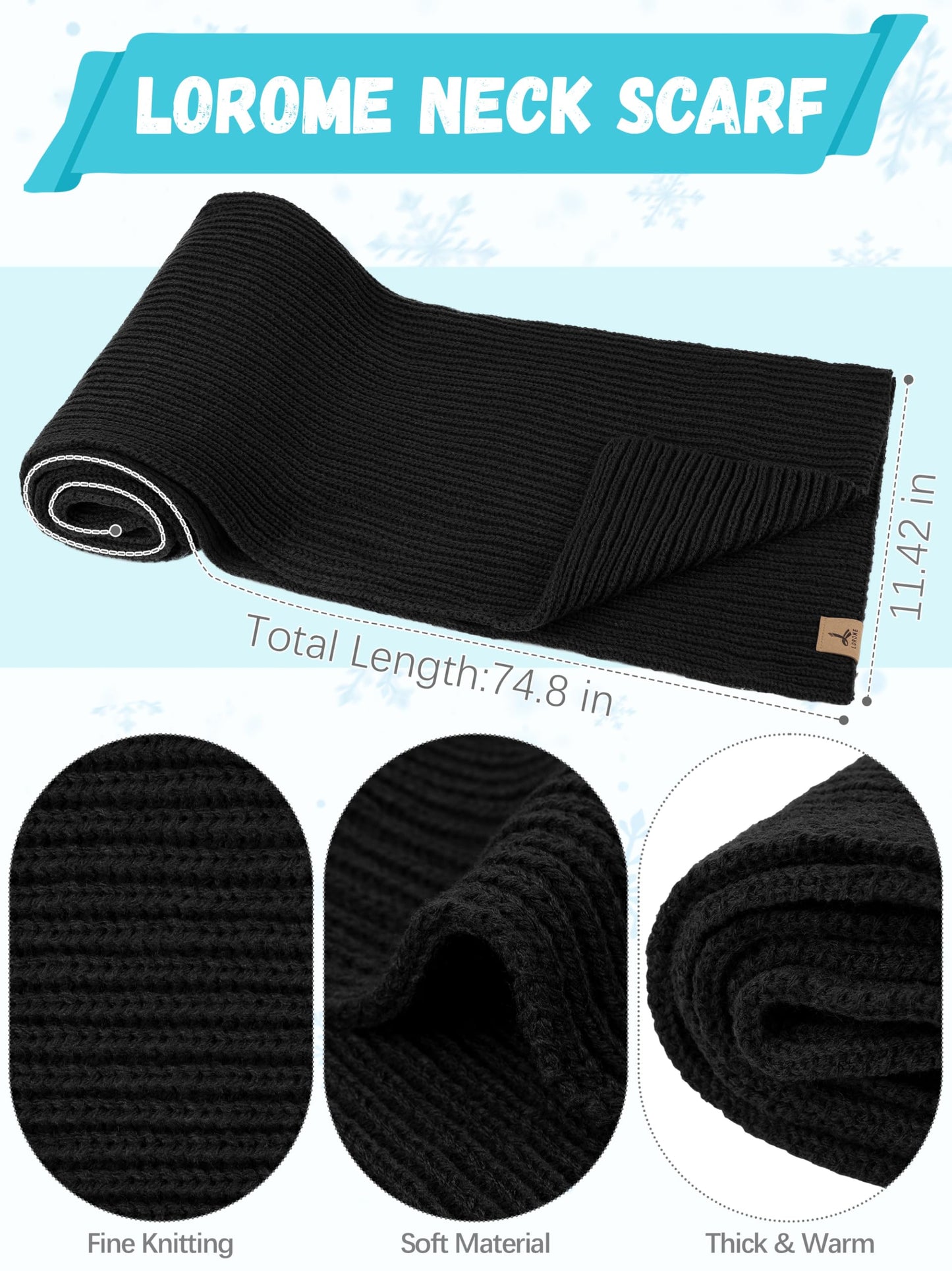 3 PCS Winter Hat Scarf Gloves Set, Soft Warm Knit Beanie Hat Touchscreen Gloves Long Knitted Scarf Set Winter Gifts for Men