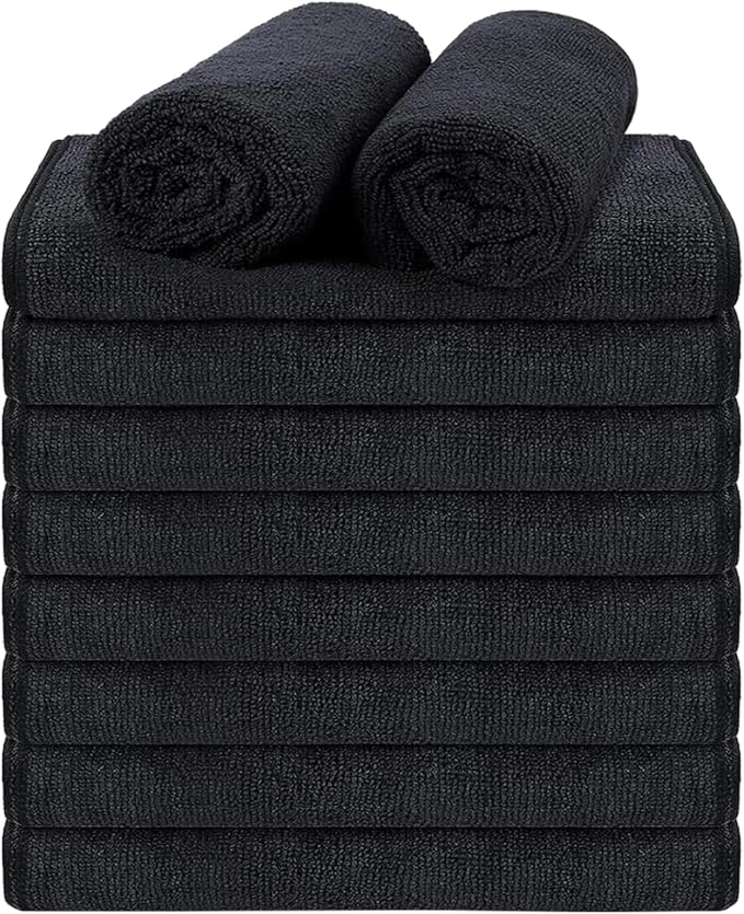 Black Salon Towels, Super Soft and Absorbent Microfiber Hair Towel