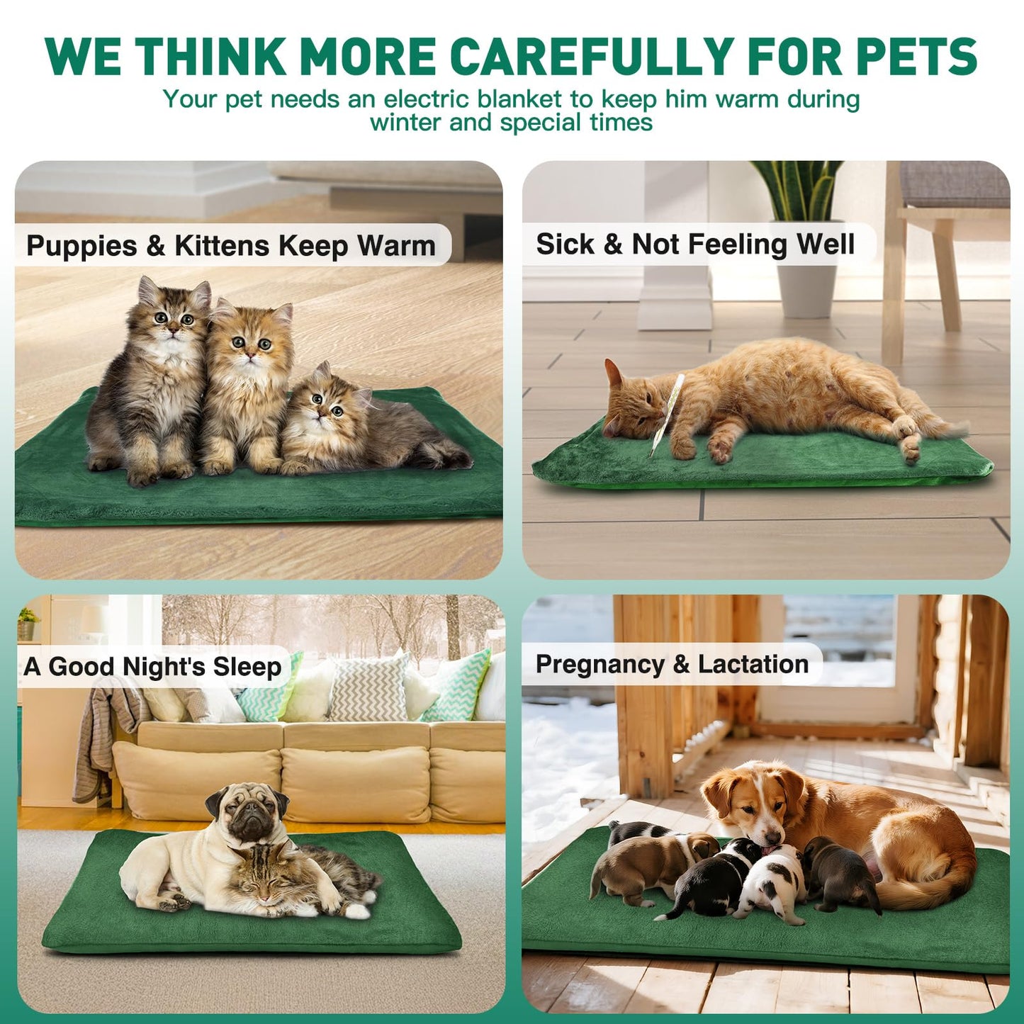 PETNF Outdoor Pet Heating Pads for Dog,Soft Electric Blanket Auto Temperature Control,Heated Mat for Dog House,Whelping Supply for Pregnant New Born Stray Feral Cat Puppy,Safe