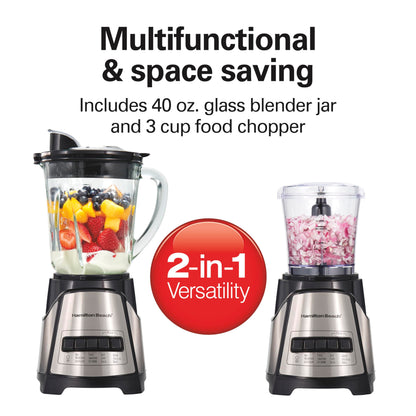 Hamilton Beach Power Elite Wave Action Blender For Smoothies, 40 Oz Glass Jar, 12 Functions Including Puree, Crush Ice, 700 Watts - Black (58148A)