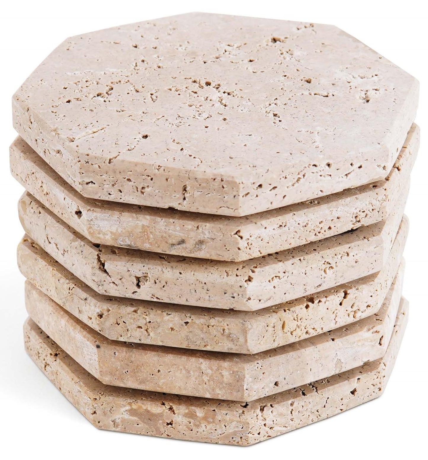 SPESHSTONES Marble Coasters Set of 6 Handmade 3.75 Inch Travertine Coaster for Drinks - Ideal Stone Drink Coasters for Coffee Bar Accessories, Dining Table & Home Décor