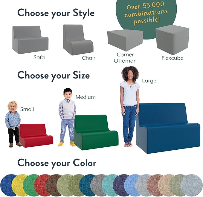 Children's Factory Small Contour Sofa, Mix-and-Match Kids Chairs, Corner