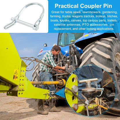 PATIKIL Shaft Locking Pin W Ear 5/16x2-3/8x1.73"(D*L*IW), 2 Pcs Safety Coupler Pin Pto Pin Round Arch Wire Retainer and Ear for Farm Trailer Tractor Truck Boat Towing (8x60x44mm)