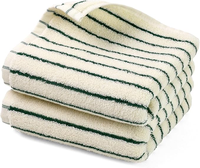 Jacquotha Green Striped Hand Towels