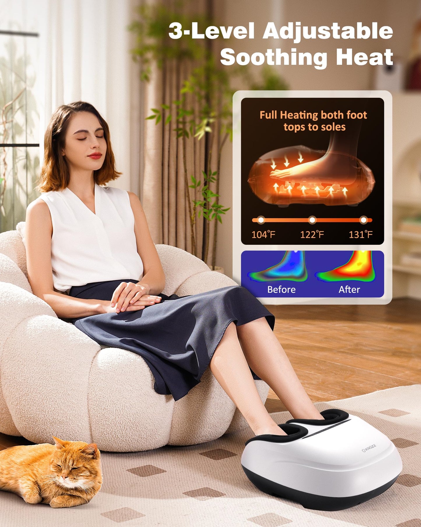 Foot Massager Machine with Heat, Shiatsu Deep Kneading Foot Massager with Remote, Compression, Multi-Massage Modes, Auto-Off Timers, Gifts for Women Men