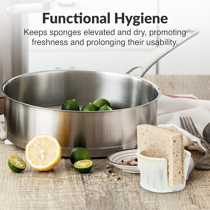 Elevated Lifestyle Ceramic Sponge Holder – Sink Caddy Organizer, Decorative